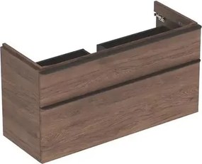 Dulap baza pentru lavoar suspendat Geberit Smyle Square nuc 2 sertare 119 cm