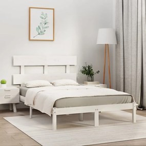 3104694 vidaXL Cadru de pat, alb, 200x200 cm, lemn masiv