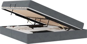 vidaXL Pat cu saltea și spațiu de depozitare Gri închis 160 x 200 cm