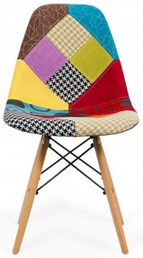 Scaun living multicolor din stofa cu design patchwork BUC 232C