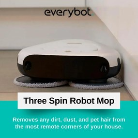 Robot curatare podele Everybot TS300, 27W, 300 ml, Umeda/uscata, Autonomie pana la 200 min, 6 moduri, Senzor anti-cadere/coliziune, Alb