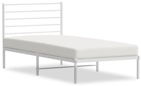 352360 vidaXL Cadru de pat metalic cu tăblie, alb, 90x190 cm