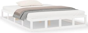 vidaXL Cadru de pat dublu, alb, 135x190 cm, lemn masiv
