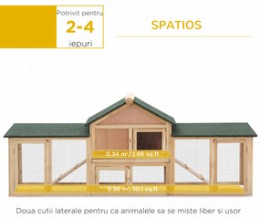 Cusca iepuri PawHut, 210x45.5x84.5 cm, lemn | Aosom Romania
