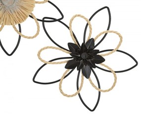 Decoratiune de perete neagra din metal / frunze naturale, 60 x 4 x 34 cm, Flux Mauro Ferreti