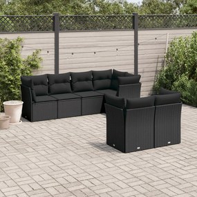 3249734 vidaXL Set canapele de grădină cu perne, 7 piese, negru, poliratan