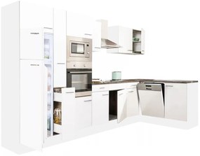 Dulap de bucătărie de colț Yorki 370, corp alb, cu față alb satinat