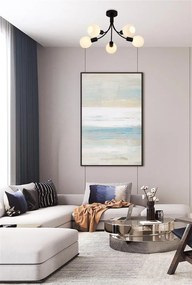 Lustra aplicata metal negru, sticla opal Nova 5L