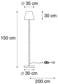 Lampă de podea inteligentă neagră cu abajur alb 35 cm IP65 incl. WiFi A60 - Virginia
