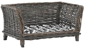 vidaXL Coș pentru câini cu pernă, gri, 50x33x30 cm, salcie naturală