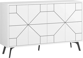 Comoda DUNE, alb/negru, PAL melaminat, 123x35x77 cm