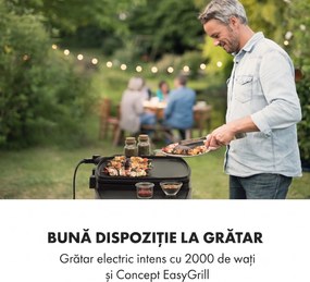 Klarstein Gatsby, grill electric, 2000 W, grilaj antiaderent, măsuțe laterale, negru