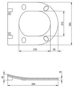 Set vas wc rimless alb cu capac soft close, rezervor incastrat, clapeta de actionare titan si izolare fonica Deante Peonia