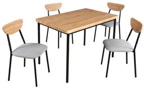 Set mobilier sufragerie Mimetizarse (stejar deschis + gri) (pentru 4 persoane). 1116413