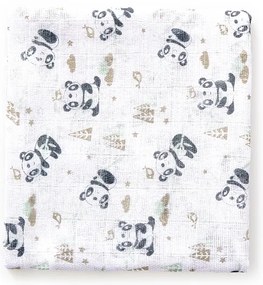 Set 3 museline 80 x 80 cm model panda - alb si verde Inter Baby