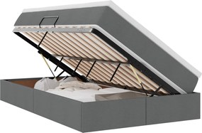 vidaXL Pat cu saltea și spațiu de depozitare Gri închis 120 x 200 cm