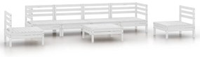 3082548 vidaXL Set mobilier de grădină, 7 piese, alb, lemn masiv de pin