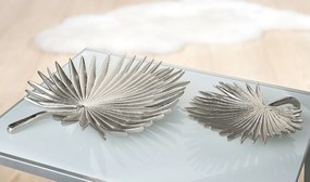 Platou decorativ Palm Leaf, aluminiu, argintiu, 23x19x5 cm