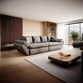 Canapea extensibilă dumonde cu ladă de depozitare si sezut confortabil din spuma high-density, Loana Enjoy Kaki 300x100 cm