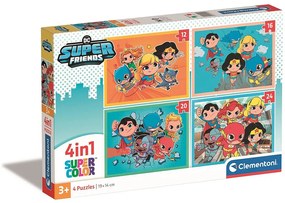 Liga Dreptății Mini-mates Puzzle 4-în-1 DC Super Hero Clementoni