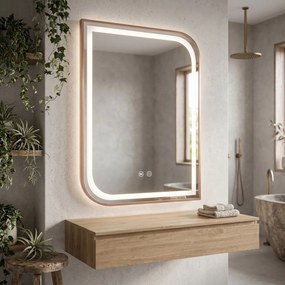 Oglindă LED ZONE 80x60 BRUSH ROSE GOLD