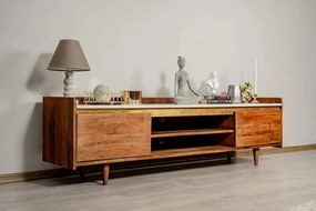 Comodă TV din lemn masiv si marmura, Milano Marble 160 x 35 x 45 cm, d