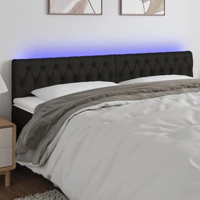 Tablie de pat cu LED, negru, 200x7x78 88 cm, textil 1, Negru, 200 x 7 x 78 88 cm