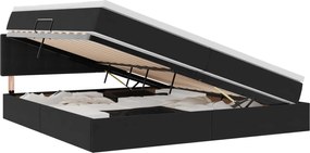 vidaXL Pat cu storage cu saltea Negru 200 x 200 cm Catifea