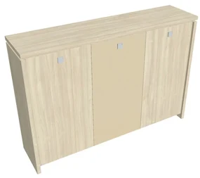 Dulap mediu pentru haine Verno 188 x 46 x 130 cm, uși combinate, salcâm / vanilie