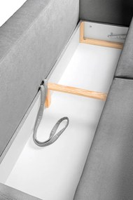 Canapea gri extensibilă/cu spațiu de depozitare cu tapițerie din catifea reiată 215 cm Bjork – Bonami Selection