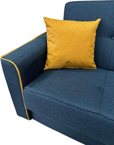Canapea VERA extensibila, 3 locuri, lada de depozitare, stofa bleumarin + galben, 225x90x90 Bleumarin + Galben, Stofa