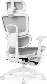 Scaun Ergonomic Premium Mesh cu Suport pentru Picioare, Reclinare 145°, Tetieră Reglabilă, Cotiere 3D, Suport Lombar Elastic și Șezut cu adâncime reglabilă, Gri