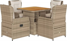 vidaXL Set mobilier de grădină cu perne, 5 piese, bej, poliratan