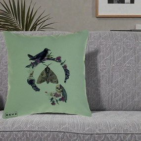 Perna Decorativa Gothic Wreath Corb Moliu Craniu, 40x40 cm, Verde, Husa Detasabila, Perna Inclusa, BEKZ®