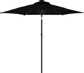 vidaXL Umbrelă soare de grădină stâlp din oțel/LED negru 225x225x212cm