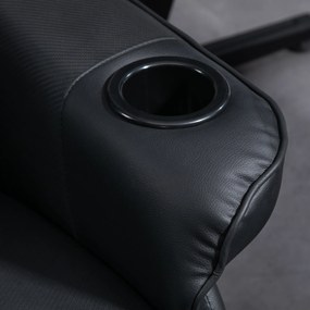HOMCOM Fotoliu de gaming, Funcție de masaj, Spătar reglabil, Suport pentru picioare, până la 120 kg, Cadru din oțel, Piele ecologică, Negru | Aosom Romania
