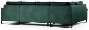 Canapea verde inchis in forma de U, CORNI, inchisa