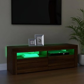 Comoda TV cu lumini LED, stejar maro, 120x35x40 cm 1, Stejar brun