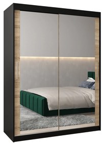 Dulap de haine 150 cm Toki 3 (negru mat + stejar sonoma). 1065076