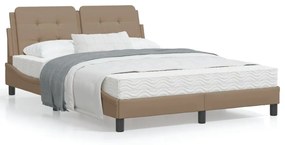 3214100 vidaXL Cadru de pat cu LED, cappuccino, 120x200 cm, piele ecologică