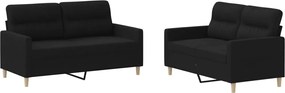 vidaXL Set de canapele cu perne, 2 piese, negru, textil