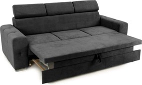 Canapea Extensibilă 3 locuri BELLAGIO, cu tetiere reglabile, 242x95x99 cm, Gri-Inchis-Enjoy