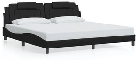 3208117 vidaXL Cadru de pat cu tăblie, negru, 200x200 cm, piele ecologică