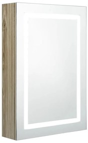 326492 vidaXL Dulap de baie cu oglindă și LED, stejar, 50x13x70 cm