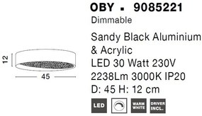 Plafoniera LED dimabila design modern Oby negru 45cm