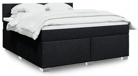 vidaXL Pat box spring cu saltea, negru, 180x200 cm, catifea