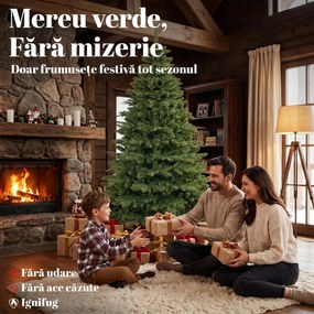 HOMCOM Brad artificial de Crăciun Brad Nobil, 1161 ramuri, 210 cm, verde | Aosom Romania
