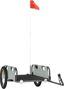 vidaXL Remorcă de bicicletă, gri, textil oxford și fier