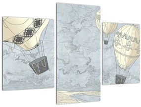 Tablou - Baloane deasupra orașului, nuanțe reci (90x60 cm)