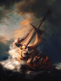 Artă imprimată The Storm on the Sea of Galilee (Vintage Boat) - Rembrandt, (30 x 40 cm)